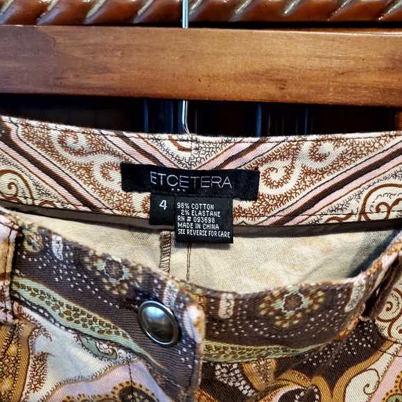ETCETERA brown paisley jeans size 4 - Picture 6 of 6